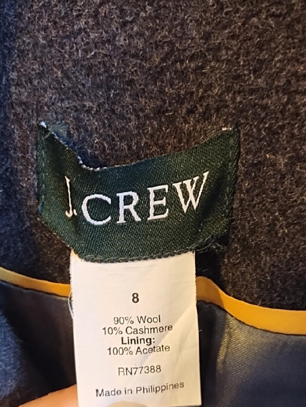 J. Crew Women's Dark Gray Wool Blend Double-Breasted Pea Coat - Picture 10 of 12